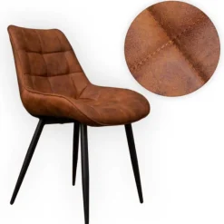 Online Bo Lundgren Eetkamerstoel - Loena - stof Cowboy retro lederlook cognac