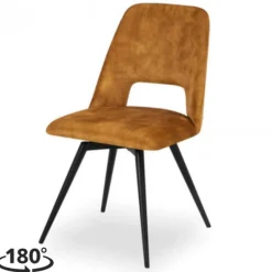 Bo Lundgren Eetkamerstoel - Malmo - Draaibaar - stof Velours Adore Gold