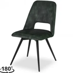 Discount Bo Lundgren Eetkamerstoel - Malmo - Draaibaar - stof Velours Adore Hunter groen