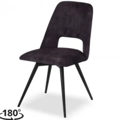 Sale Bo Lundgren Eetkamerstoel - Malmo - Draaibaar - stof Velours Adore Donkergrijs