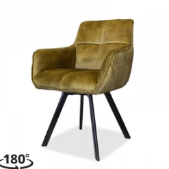 New Bo Lundgren Eetkamerstoel - Peter - Draaibaar - stof Velours Adore green