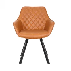 New Bo Lundgren Eetkamerstoel - Ringo - Draaibaar - Lederlook cognac