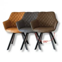 New Bo Lundgren Eetkamerstoel - Ringo - Draaibaar - Lederlook cognac