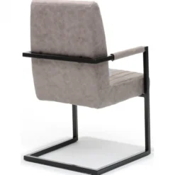 Online Bo Lundgren Eetkamerstoel - Sanne - Lederlook Soft Pebble - Met armleuning