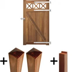 Sale Elephant Poort hardhout bankirai Belmonte set met trellis incl. beslag en 2 palen en steunpiket (100 x 180 cm)