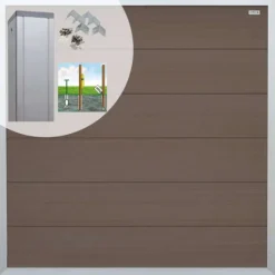 Best Elephant Schutting set composiet Forte bruin met blank aluminium kader (9,41 meter)