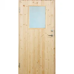 Plus Danmark Enkele deur met raam incl. kozijn - Linksdraaiend - Onbehandeld - 88,6 x 197,8 cm