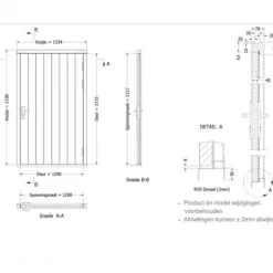 Best TrendHout Enkele plaatdeur XL met kozijn - rechtsdraaiend - wit - 1200 x 2115 mm incl. beslag