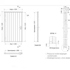 Online TrendHout Enkele plaatdeur XL met kozijn - linksdraaiend - zwart - 1200 x 2115 mm incl. beslag