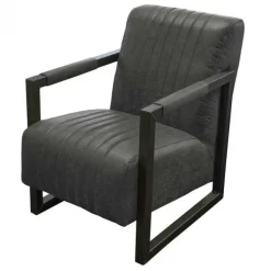 Outlet HomingXL Fauteuil - Capri - lederlook Missouri antraciet 09