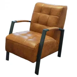 Clearance HomingXL Fauteuil - Elba - lederlook Missouri cognac 03