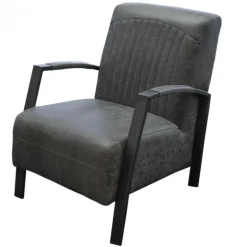 Best HomingXL Fauteuil - Giulietta - lederlook Missouri antraciet 09