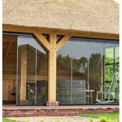 Best TrendHout Glazen schuifwand - Rechts schuivend - H 2270 mm x B max. 3405 mm - RAL 9010 zuiver wit