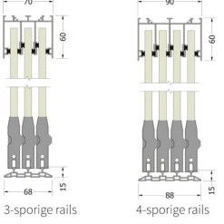 Best TrendHout Glazen schuifwand - Rechts schuivend - H 2270 mm x B max. 3405 mm - RAL 9010 zuiver wit