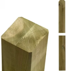 Clearance Plus Danmark Hekpaal vuren 9 x 9 cm groen geimpregneerd met ongepunte en afgeronde kant geschaafd