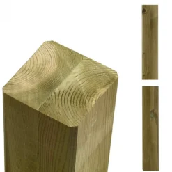 Discount Plus Danmark Hekpaal vuren 9 x 9 cm groen geimpregneerd ongepunt geschaafd