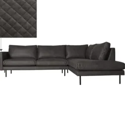 Best HomingXL Hoekbank - Daisy - rechts - leer Colorado antraciet 01