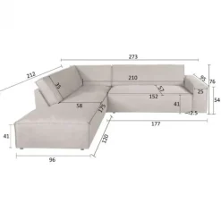 Sale Dutch by HomingXL Hoekbank - Marken - links - Bjorn grof geweven grijs 13