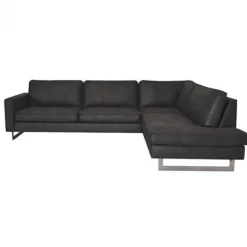 Outlet HomingXL Hoekbank - Riverdance - leer Colorado - rechts - antraciet 01