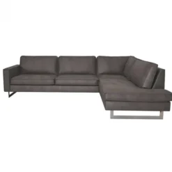 Clearance HomingXL Hoekbank - Riverdance - leer Colorado - rechts - grijs 02