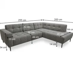 Best HomingXL Hoekbank Bovino open eind rechts - Bella 15 - 2,00 x 2,55 mtr breed