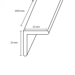 Discount Bo Lundgren Hoeklat MDF - Vasteras Zwart Houtnerf - 22 x 22 mm 305 cm