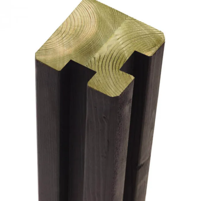 Hot Plus Danmark Hoekpaal rabatsysteem vuren - verlijmd 9 x 9 cm zwart geschaafd