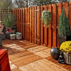 Outlet HomingXL Schutting set vuren Timber recht 15L bruin geimpregneerd (9,41 meter)