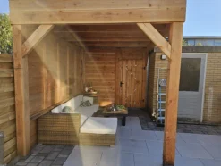 Clearance HomingXL Tuindeur Douglas recht met stalen frame (90 x 195 cm) inclusief zwart beslag