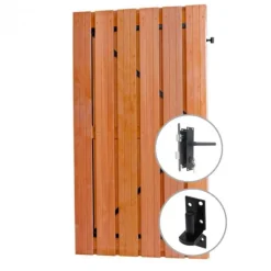 Hot HomingXL Tuindeur hardhout recht met zwart stalen frame (100 x 180 cm) inclusief beslag