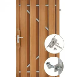 Hot HomingXL Tuindeur hardhout keruing recht met stalen frame (100 x 195 cm) inclusief beslag