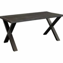 New I-Catchers Eettafel massief Mango zwart - 180 x 90 x 78 cm - Bladdikte 5,6 cm - X-poot