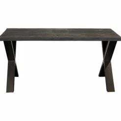 New I-Catchers Eettafel massief Mango zwart - 180 x 90 x 78 cm - Bladdikte 5,6 cm - X-poot