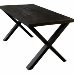 New I-Catchers Eettafel massief Mango zwart - 180 x 90 x 78 cm - Bladdikte 5,6 cm - X-poot
