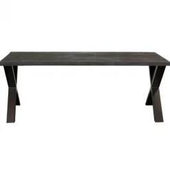 Outlet I-Catchers Eettafel massief Mango zwart - 240 x 100 x 78 cm - Bladdikte 5,6 cm - X-poot
