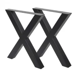 Outlet I-Catchers Eettafel massief Mango zwart - 240 x 100 x 78 cm - Bladdikte 5,6 cm - X-poot