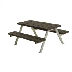 Hot Plus Danmark Kinderpicknicktafel gerecycled plastic zwart | Alpha 118 x 118 x 57 cm