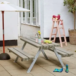 Best Plus Danmark Kinderpicknicktafel vuren gegrond grijsbruin - Alpha 118 x 177 x 57 cm