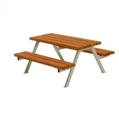 New Plus Danmark Kinderpicknicktafel vuren gegrond teak - Alpha 118 x 118 x 57 cm