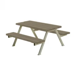 Outlet Plus Danmark Kinderpicknicktafel vuren gegrond grijsbruin - Alpha 118 x 118 x 57 cm