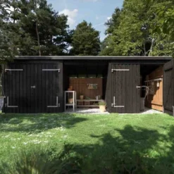 Sale Plus Danmark Multi tuinhuis 2 dubbele deur/dicht/open 14 m2 onbehandeld 218 x 635 x 220 cm