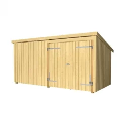 Outlet Plus Danmark Multi tuinhuis dubbele deur/dicht 9,5 m2 onbehandeld 218 x 432 x 220 cm