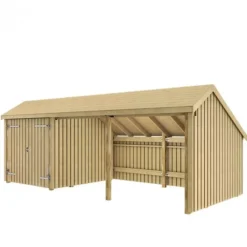 Clearance Plus Danmark Multi tuinhuis dubbele deur / open 15,5 m2 onbehandeld 248 x 635 x 250 cm