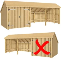 Clearance Plus Danmark Multi tuinhuis dubbele deur / open 15,5 m2 onbehandeld 248 x 635 x 250 cm