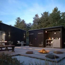 Sale Plus Danmark Multi tuinhuis dubbele deur/open 4,7 m2 onbehandeld 109 x 432 x 218 cm