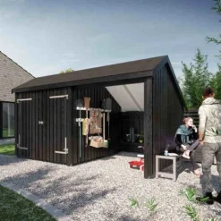 Best Plus Danmark Multi tuinhuis dubbele deur / open 10,5 m2 onbehandeld 248 x 432 x 250 cm