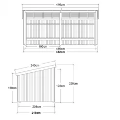 New Plus Danmark Multi tuinhuis open 9,5 m2 onbehandeld 218 x 432 x 220 cm