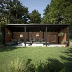 Outlet Plus Danmark Multi tuinhuis open 14 m2 onbehandeld 218 x 635 x 220 cm - Type A