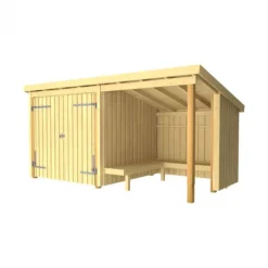 Best Plus Danmark Overdekt huis met u-hoekbank en schuur 9,5 m2 - 432 x 218 x 169/220 cm