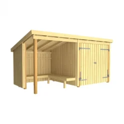 Best Plus Danmark Overdekt huis met u-hoekbank en schuur 9,5 m2 - 432 x 218 x 169/220 cm